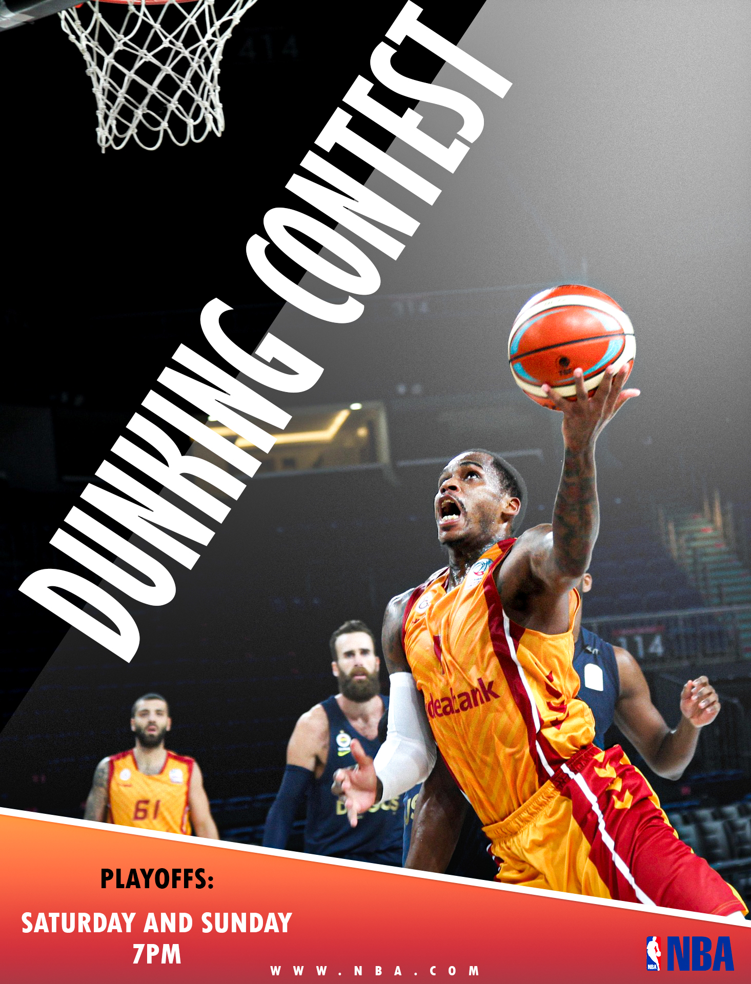 Baskeball player dunking